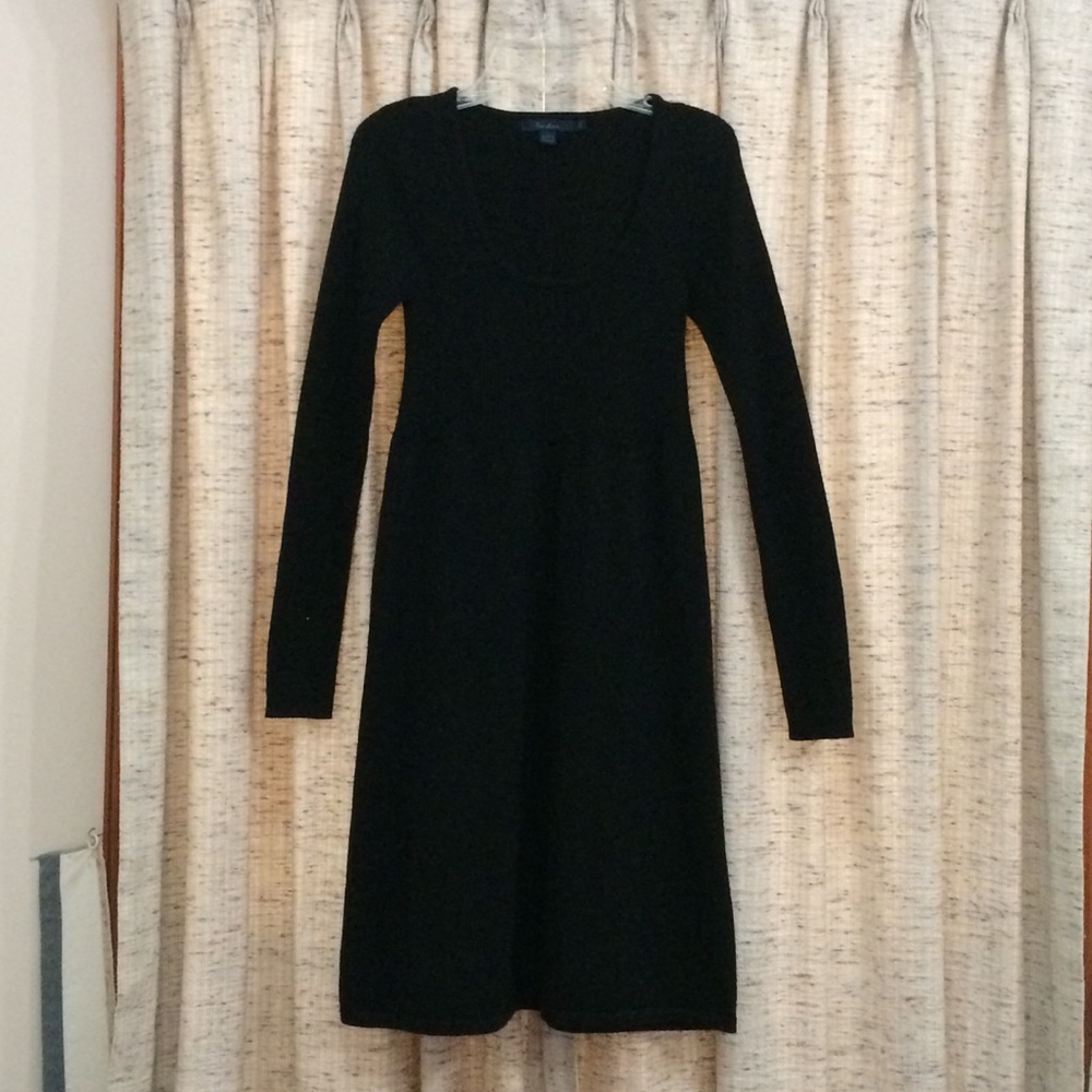 Boden Black Wool Long Sleeve Dress